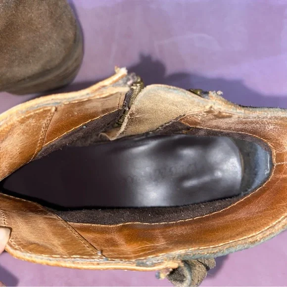 Diba True Pony Up Leather Fringe Ankle Boots Women's 8 Western Rodeo Low Heeled - Picture 9 of 13